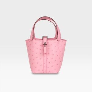 Hermès - Micro Picotin Lock 14 - Bubblegum Ostrich Boreal
